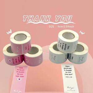 200 Total Thank You Stickers 100-Pink&White 100-White&Black